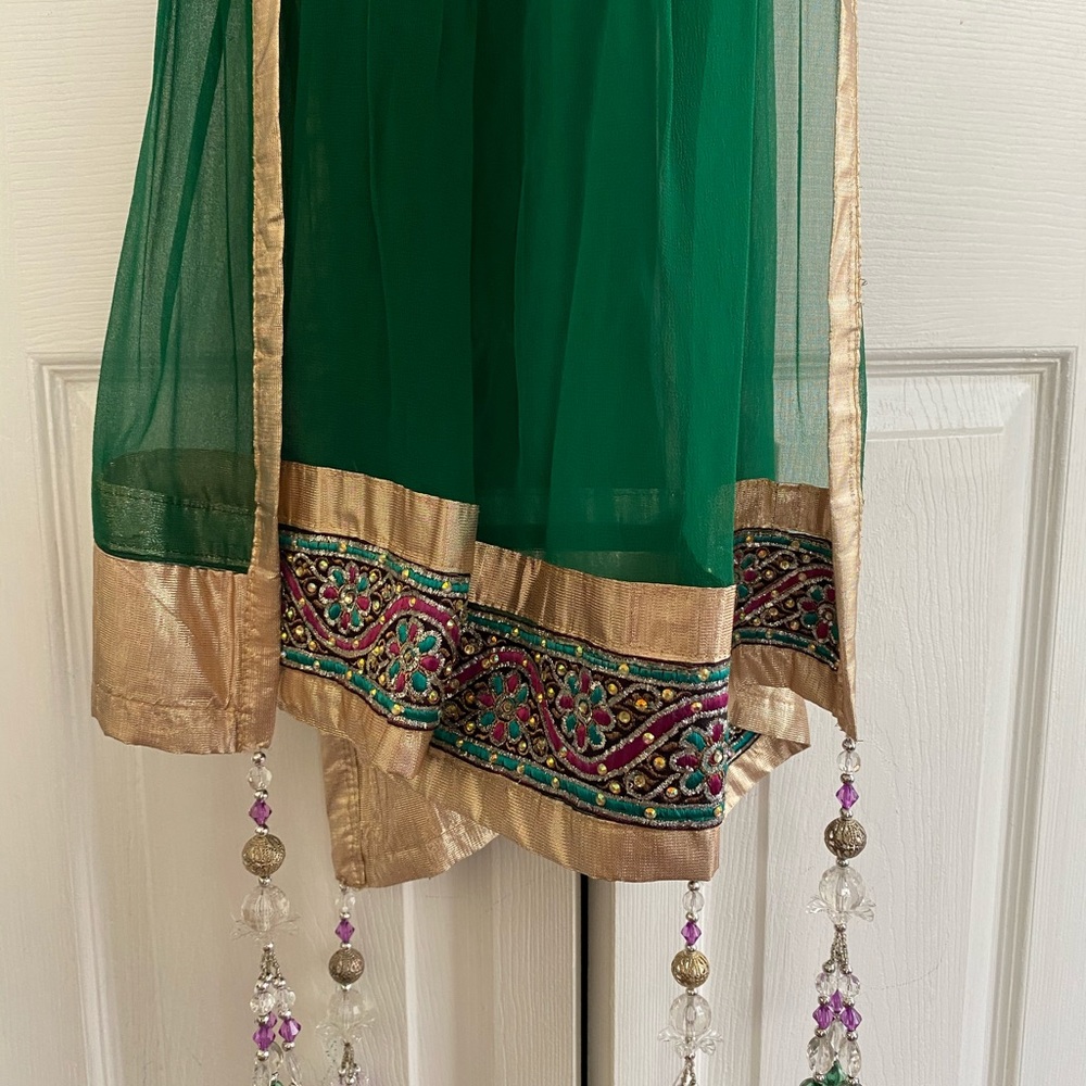 Indian lehenga with top, jacket and long scarf